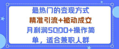 小众赛道玩法：当下最热门的变现方式，精准引流+被动成交月利润5k+操作简单，适合兼职人群-资源站