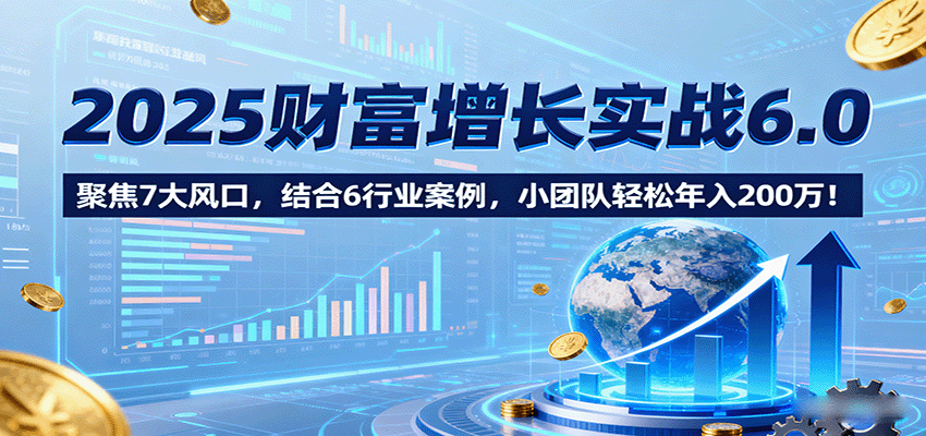2025财富增长实战6.0，聚焦7大风口，结合6行业案例，小团队轻松年入200万！-资源站