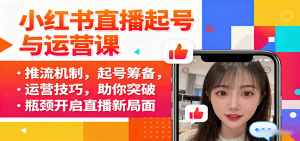 小红书直播起号与运营课：推流机制，起号筹备，运营技巧，助你突破瓶颈开启直播新局面-资源站