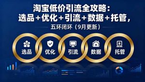 淘宝低价引流全攻略:选品+优化+引流+数据+托管,五环闭环(9月更新-资源站