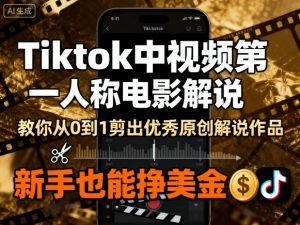 Tiktok中视频第一人称电影解说,教你从0到1剪出一个优秀的原创解说作品,新手也能挣美金-资源站