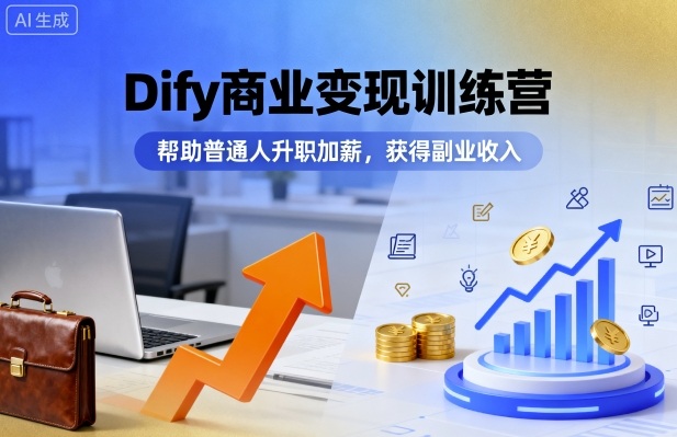 Dify商业变现训练营,帮助普通人升职加薪,获得副业收入-资源站