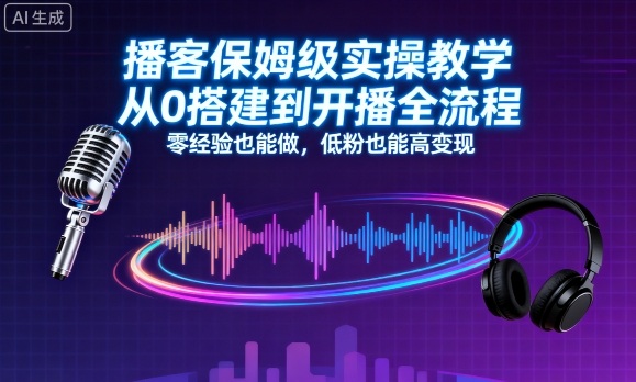 播客保姆级实操教学，从0搭建到开播全流程，零经验也能做，低粉也能高变现-资源站