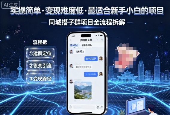 实操简单,变现难度低,最适合新手小白做的项目,每天轻松收入3张,同城搭子群项目全流程拆解-资源站