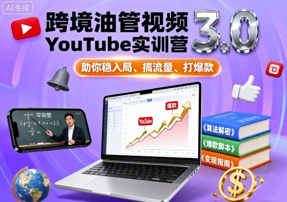 跨境油管视频YouTube实训营3.0,助你稳入局、搞流量、打爆款-资源站
