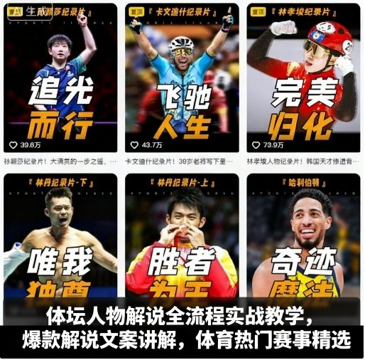 体坛人物解说全流程实战教学，爆款解说文案讲解，体育热门赛事精选-资源站