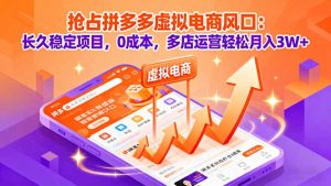 抢占拼多多虚拟电商风口:长久稳定项目,0成本,多店运营轻松月入3W+-资源站