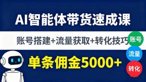 AI智能体带货速成课,账号搭建+流量获取+转化技巧,单条佣金5000+-资源站