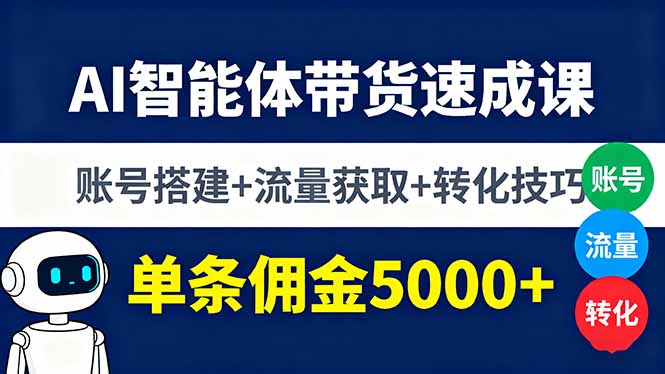 AI智能体带货速成课，账号搭建+流量获取+转化技巧，单条佣金5000+-资源站