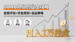 SOHO外贸创业全攻略,自我评估+资金规划+选品策略,月入2万美金-资源站