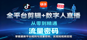 全平台剪辑+数字人直播,从零到精通,掌握最新平台规则与流量密码,实现短视频变现-资源站