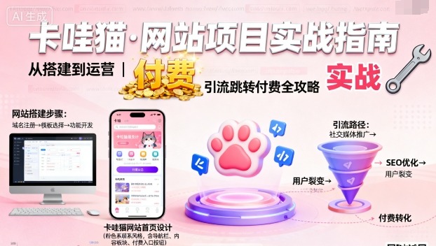 卡哇猫·网站项目，网站搭建与运营以及引流跳转付费-资源站