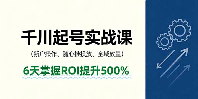 抖音千川起号实战课,新户操作,随心推投放,全域放量,6天掌握ROI提升500%-资源站