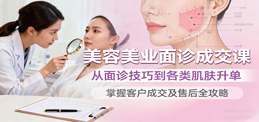 美容美业面诊成交课，从面诊技巧到各类肌肤升单，掌握客户成交及售后全攻略-资源站