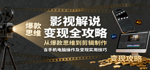 影视解说变现全攻略:从爆款思维到剪辑制作,含手机电脑操作及变现实用技巧-资源站