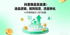 抖音爆品实战课:选品逻辑、矩阵裂变、流量转化,14节课掌握月入百万秘籍-资源站