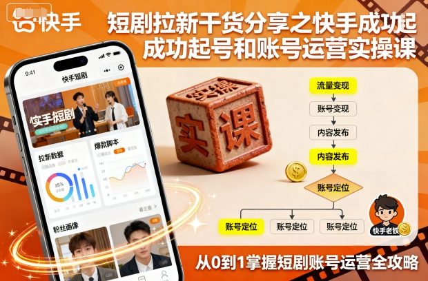 短剧拉新干货分享之快手成功起号和账号运营实操课-资源站