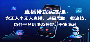 直播带货实操课：含无人半无人直播、选品思路，投流技巧，各平台玩法及答疑，干货满满-资源站