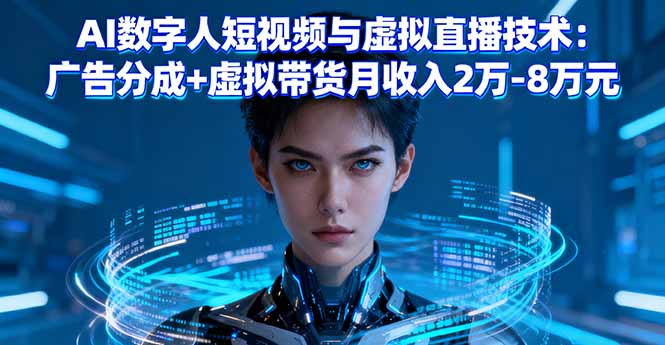 AI数字人短视频与虚拟直播技术：广告分成+虚拟带货月收入2万-8万元-资源站