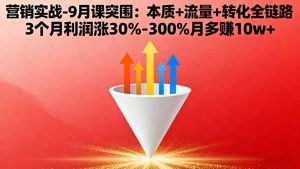 营销实战-9月突围课:本质+流量+转化全链路 3个月利润涨30%-300%月多赚10w+-资源站