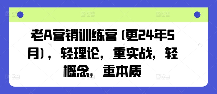 老A营销训练营(更25年10月),轻理论,重实战,轻概念,重本质-资源站
