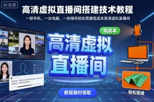 高清虚拟直播间搭建技术教程,一部手机、一台电脑、一块绿布轻松搭建低成本高清虚拟直播间-资源站