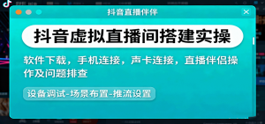 抖音虚拟直播间搭建实操、软件下载，手机连接，声卡连接，直播伴侣操作及问题排查-资源站