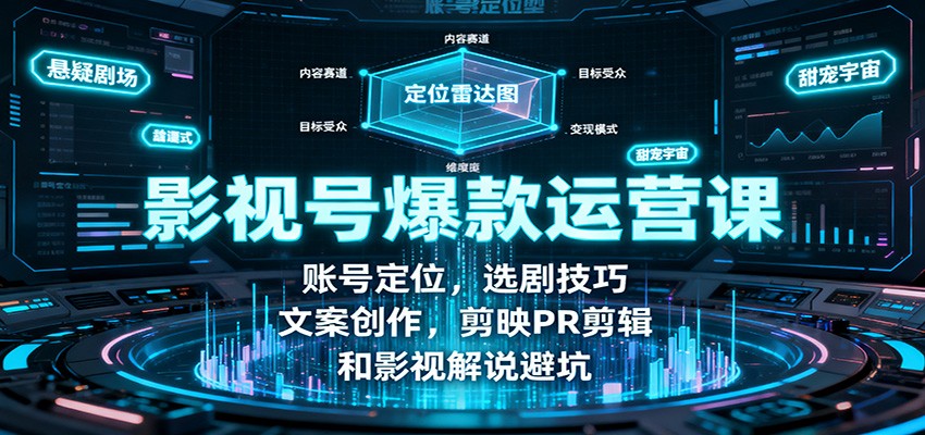 影视号爆款运营课:账号定位,选剧技巧,文案创作,剪映PR剪辑和影视解说避坑-资源站