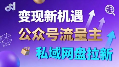 公众号流量主+私域网盘拉新，多方式变现，简单易上手，当天就有收益-资源站