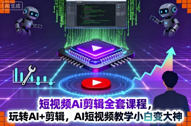 短视频Ai剪辑全套课程，玩转AI+剪辑，AI短视频教学小白变大神-资源站