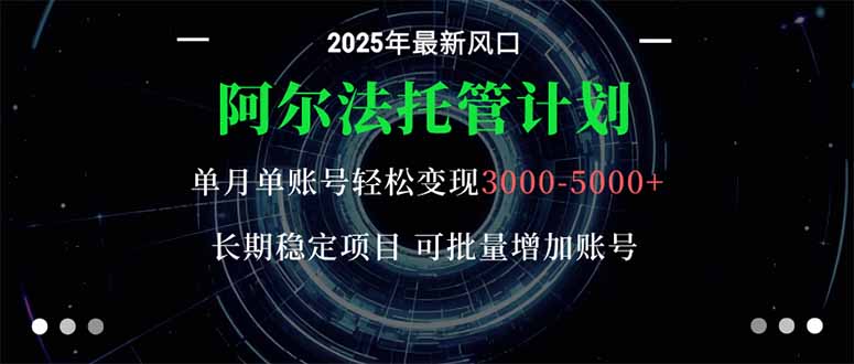 阿尔法托管计划 单账号月入3000-5000，长期稳定项目，新手小白轻松上手。-资源站