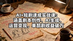AI+短剧速成实战课：涵盖剧本创作、AI生成、运营变现，单部剧收益破万-资源站