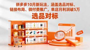 拼多多10月新玩法，涵盖选品对标、链接布局、微付费推广，单店月利润破5万-资源站