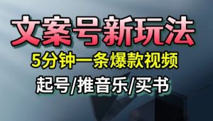 文案号新玩法，5分钟一条爆款视频，流量高，起号快，多方位变现-资源站