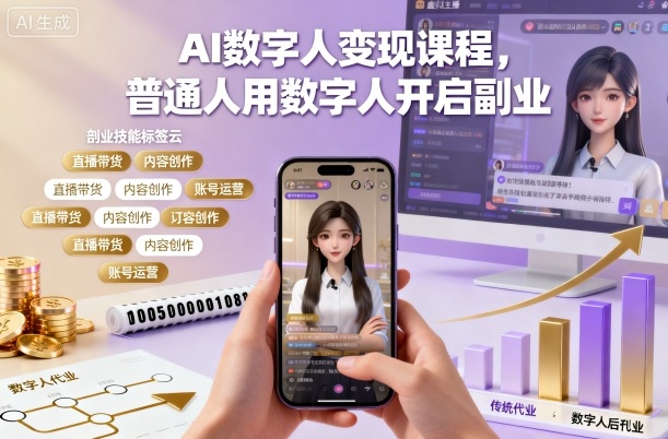 AI数字人变现课程，普通人用数字人开启副业-资源站