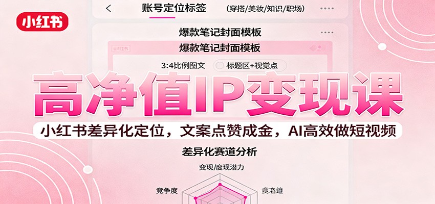 高净值IP变现课：小红书差异化定位，文案点赞成金， AI高效做短视频-资源站