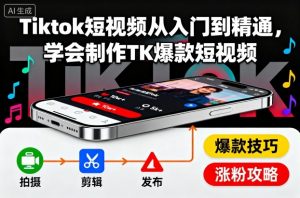 Tiktok短视频从入门到精通,学会制作TK爆款短视频-资源站