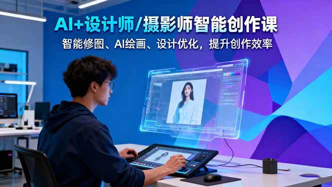 AI+设计师/摄影师智能创作课：智能修图、AI绘画、设计优化，提升创作效率-资源站