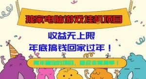 独家电脑游戏挂G项目,常年稳定,收益无上限,年底搞钱回家过年【揭秘】-资源站