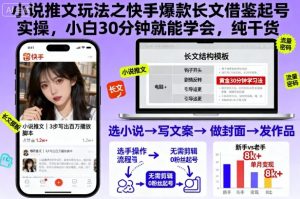小说推文玩法之快手爆款长文借鉴起号实操,小白30分钟就能学会,纯干货-资源站