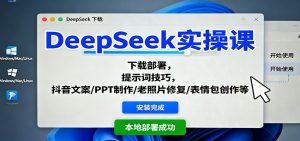 DeepSeek实操课:下载部署,提示词技巧,抖音文案/PPT制作/老照片修复/表情包创作等-资源站