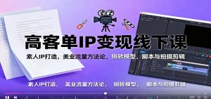 高客单IP变现线下大课:素人IP打造,美业流量方法论,销转模型,脚本与拍摄剪辑-资源站