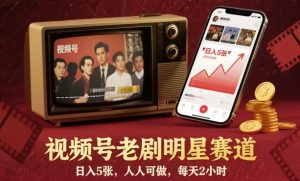 视频号老剧明星赛道,日入5张,人人可做,每天2小时-资源站
