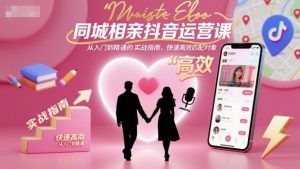 同城相亲抖音运营课,从入门到精通的实战指南,快速高效匹配对象-资源站