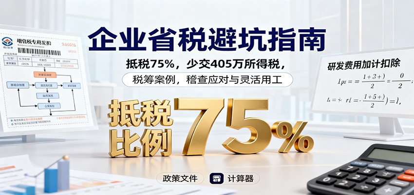 企业省税避坑指南:抵税75%,少交405万所得税,税筹案例,稽查应对与灵活用工-资源站