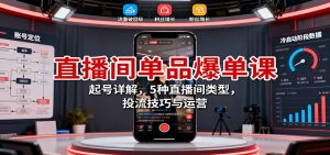 直播间单品爆单课：起号详解，5种直播间类型，投流技巧与运营-资源站