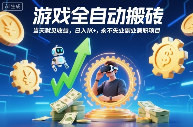 游戏全自动搬砖，当天就见收益，日入1K+，永不失业副业兼职项目【揭秘】-资源站