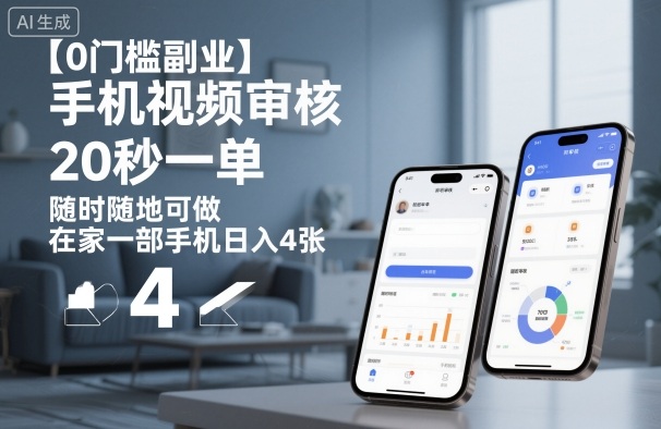 【0门槛副业】手机视频审核，20秒一单，随时随地可做，在家一部手机日入4张【揭秘】-资源站