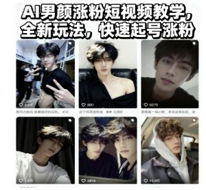 AI男颜涨粉短视频教学，全新玩法，快速起号涨粉-资源站