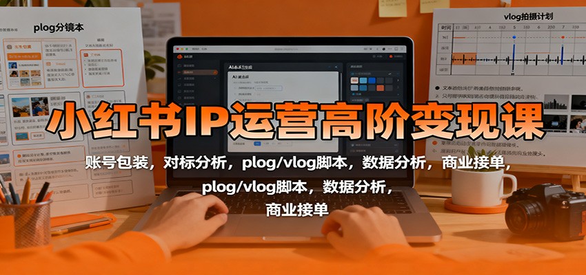 小红书IP运营高阶变现课:账号包装,对标分析,plog/vlog脚本,数据分析,商业接单-资源站